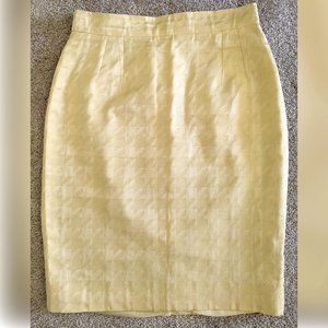 Louis Feraud Yellow Houndstooth Pencil Skirt